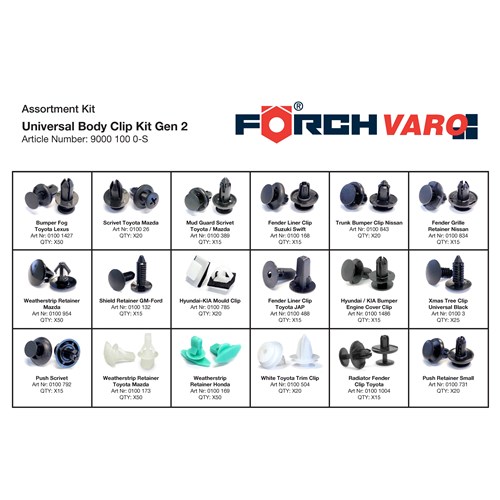 9000 100 0-S - Universal Body Clip Kit Gen 2